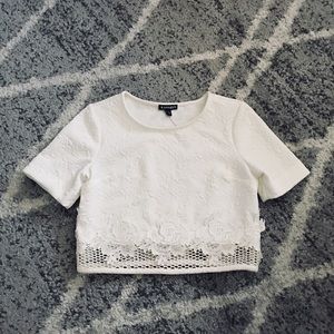 EXPRESS Floral lace crop top